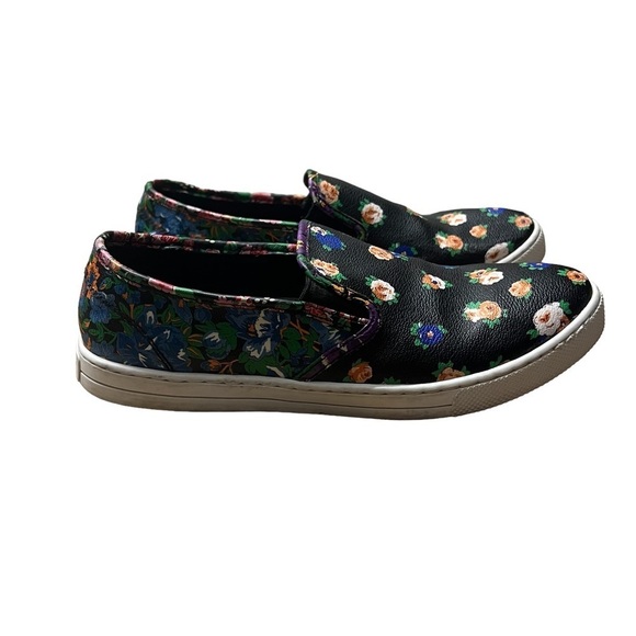 COACH Slip-on Floral Pebbled Leather Parkside Sneakers in Black Size 8.5 - Picture 1 of 6